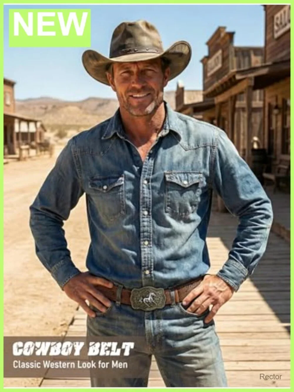 Western Belt Set with Removable Buckles PU Leather Cowboy Belt